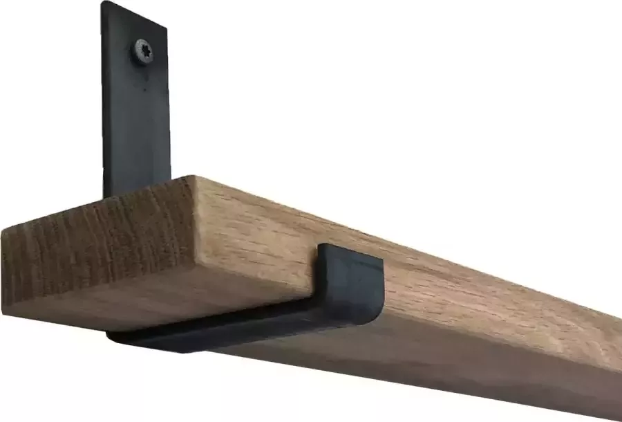 GoudmetHout Massief Eiken Wandplank 40x10 cm Industriële Plankdragers L-vorm Up Staal Zonder Coating