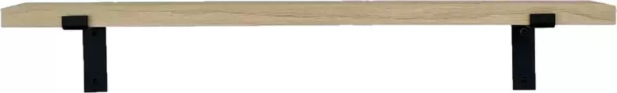 GoudmetHout Massief Eiken Wandplank 40x15 cm Industriële Plankdragers L-vorm Staal Mat Zwart