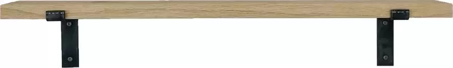 GoudmetHout Massief Eiken Wandplank 40x15 cm Industriële Plankdragers L-vorm Staal Zonder Coating