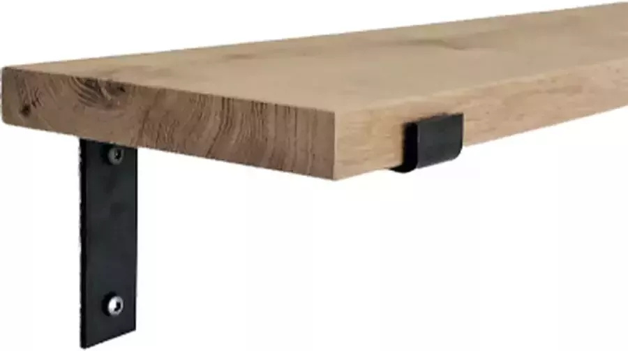GoudmetHout Massief Eiken Wandplank 40x20 cm Industriële Plankdragers L-vorm Staal Mat Blank