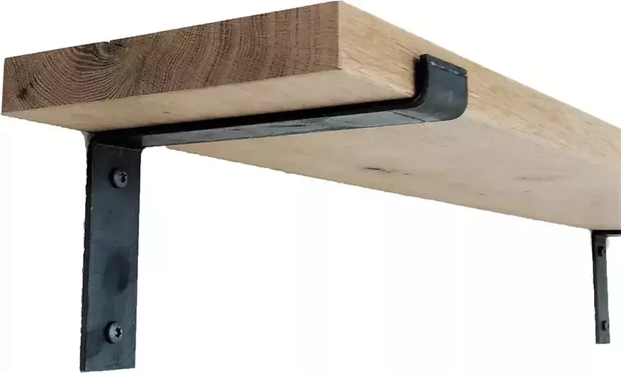 GoudmetHout Massief Eiken Wandplank 40x20 cm Industriële Plankdragers L-vorm Staal Zonder Coating