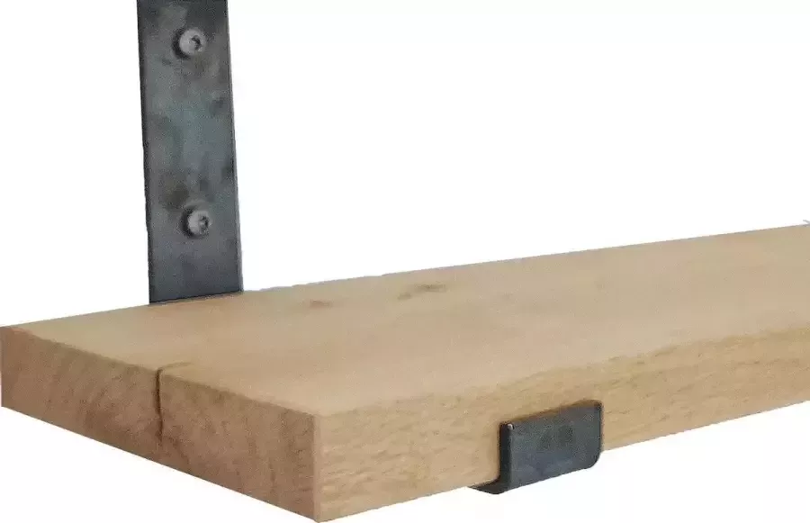 GoudmetHout Massief Eiken Wandplank 40x20 cm Industriële Plankdragers L-vorm Up Staal Zonder Coating