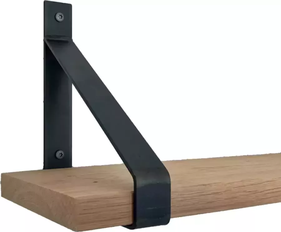 GoudmetHout Massief Eiken Wandplank 40x20 cm Industriële Plankdragers Staal Mat Blank