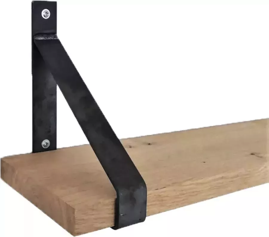 GoudmetHout Massief Eiken Wandplank 40x20 cm Industriële Plankdragers Staal Zonder Coating