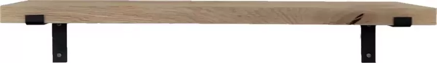 GoudmetHout Wandplank Industrieel 40 x 25 cm Muurplank Eiken Hout Decoratie Wandrek & Boekenrek Hangplank Keuken Wall Shelf + 2 Mat Zwarte Plankdragers van Staal