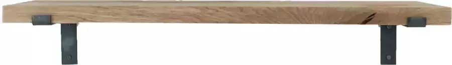 GoudmetHout Massief Eiken Wandplank 40x25 cm Industriële Plankdragers L-vorm Staal Zonder Coating