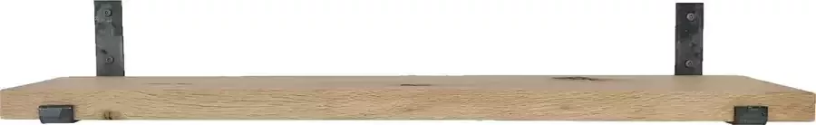 GoudmetHout Massief Eiken Wandplank 40x25 cm Industriële Plankdragers L-vorm Up Staal Zonder Coating