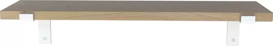 GoudmetHout Massief Eiken Wandplank 50x20 cm Industriële Plankdragers L-vorm Staal Mat Wit