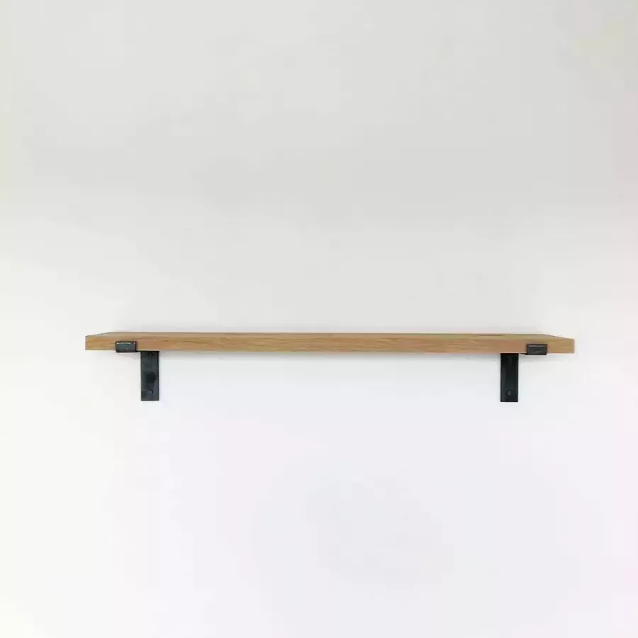GoudmetHout Wandplank Industrieel 50 x 20 cm Muurplank Eiken Hout Decoratie Wandrek & Boekenrek Hangplank Keuken Wall Shelf + 2 Plankdragers van Ruw Staal