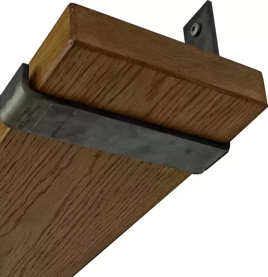 GoudmetHout Wandplank Industrieel 60 x 15 cm Muurplank Donker Eiken Hout Decoratie Wandrek & Boekenrek Hangplank Keuken Wall Shelf + 2 Plankdragers van Ruw Staal