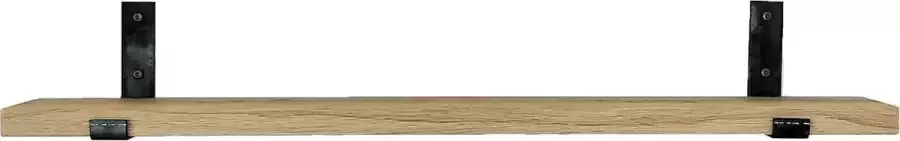 GoudmetHout Massief Eiken Wandplank 60x15 cm Industriële Plankdragers L-vorm UP Staal Zonder Coating