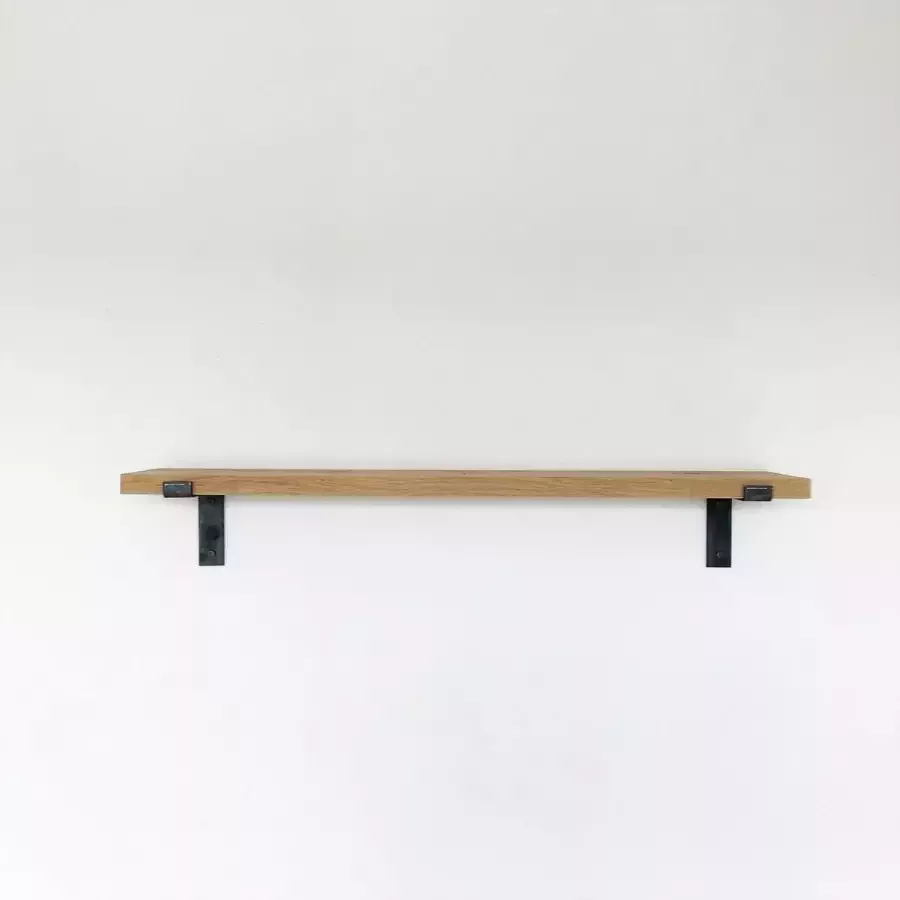 GoudmetHout Massief Eiken Wandplank 60x20 cm Industriële Plankdragers L-vorm Staal Zonder Coating