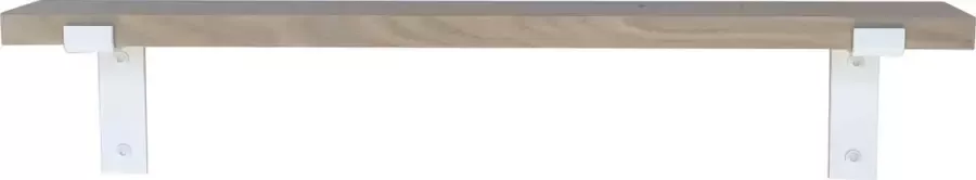 GoudmetHout Massief Eiken Wandplank 80x10 cm Industriële Plankdragers L-vorm Staal Mat Wit