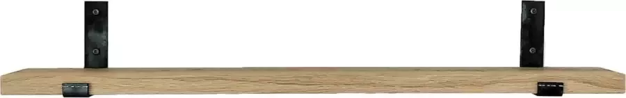 GoudmetHout Massief Eiken Wandplank 80x15 cm Industriële Plankdragers L-vorm UP Staal Zonder Coating