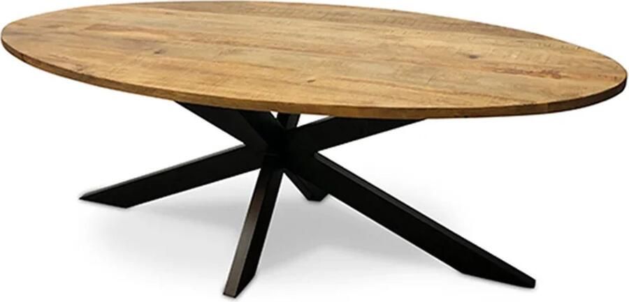 Graaftrendy Mangohoutenmeubels Tafel ovaal- Mango Hout Eettafel 180x100x76 5 cm dik blad Massief