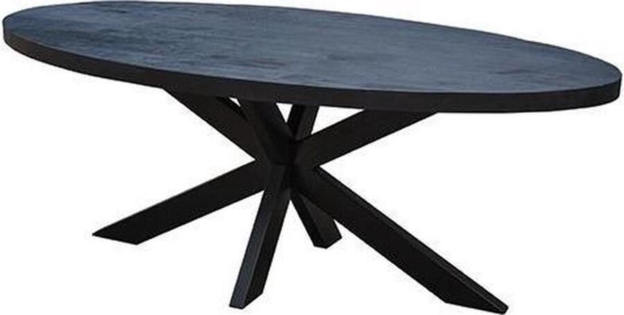 Graaftrendy Mangohoutenmeubels Tafel ovaal- Mango Hout Eettafel 200x100x78 Zwart 5 cm dik blad Massief