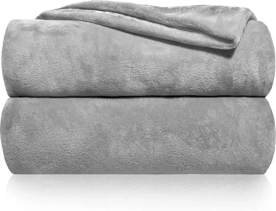 Grafenstayn knuffeldeken fluffy & super zacht hoge kwaliteit fleece deken ook perfect als woondeken sprei sofa deken & zomerdeken geschikt elegante gooideken voor sofa & bank (Grijs 240x220 cm)