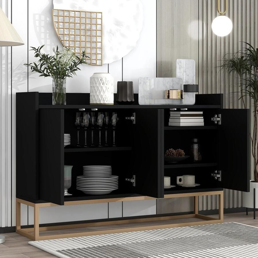 Gran Vida Dressoir Kast Minimalistisch Modern Ontwerp Zwart