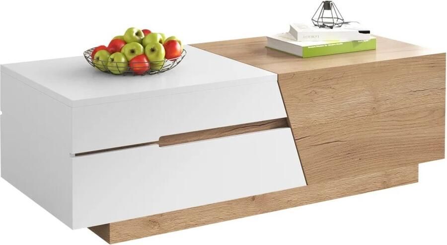 Gran Vida Salontafels Uitschuifbaar En Met Lades Moderne Kleurblokkering 120x50x37 5 cm - Foto 2