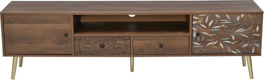 Gran Vida TV Meubel Gouden Details Vintage Uniek Design 2 Deuren & 2 Laden 180x38x50 5 cm - Foto 2