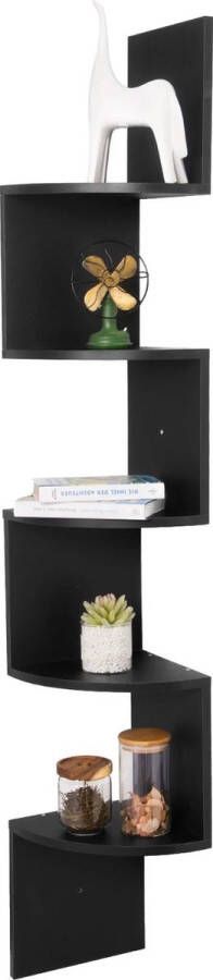 Gran Vida Hoekplank met 5 Niveaus Stijlvol Zwart Modern Zigzagontwerp Voor Decoratie & Opslag Eenvoudige Montage