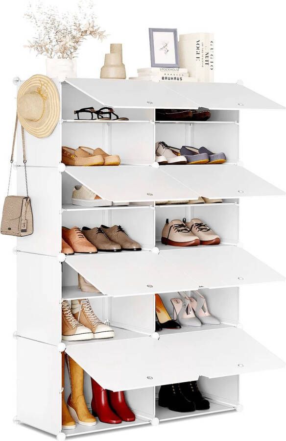 Gran VidaÂ Multifunctionele Schoenenkast Veelzijdig Monteerbaar Design 8 Aanpasbare Compartimenten Ruimtebesparend Inclusief Kapstok