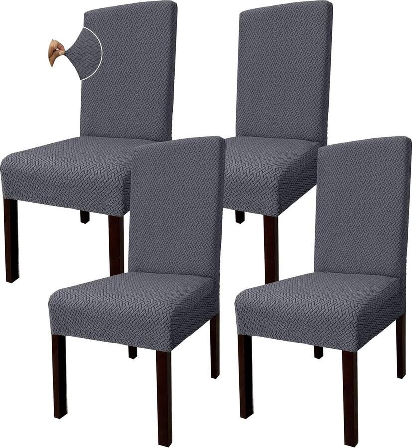 Granbest Stoelhoezen Rekbaar Jacquard Grijs (set van 4)