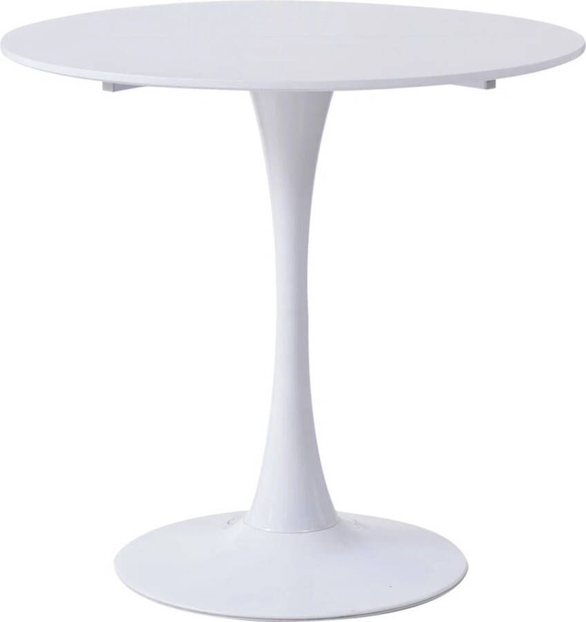 Grandca AllinShop Eettafel Rond Wit Tafel Koffietafel Eetkamer Woonkamer Keuken Nordic Stijl 80x80x74CM