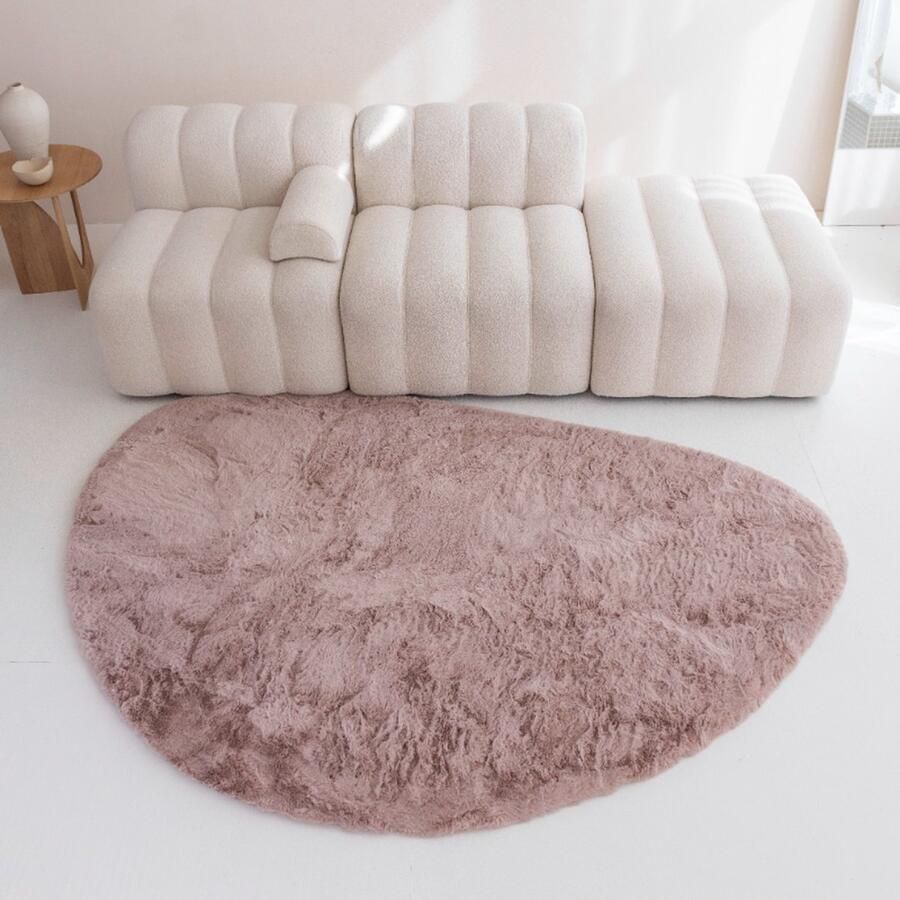 Carpet Studio Comfy Tapijt Steenvorm Roestbruin Tapijt Woonkamer 110x160 cm Hoogpolig Tapijt Woonkamer Tapijt Shaggy Tapijt Fluffy Slaapkamer - Foto 4