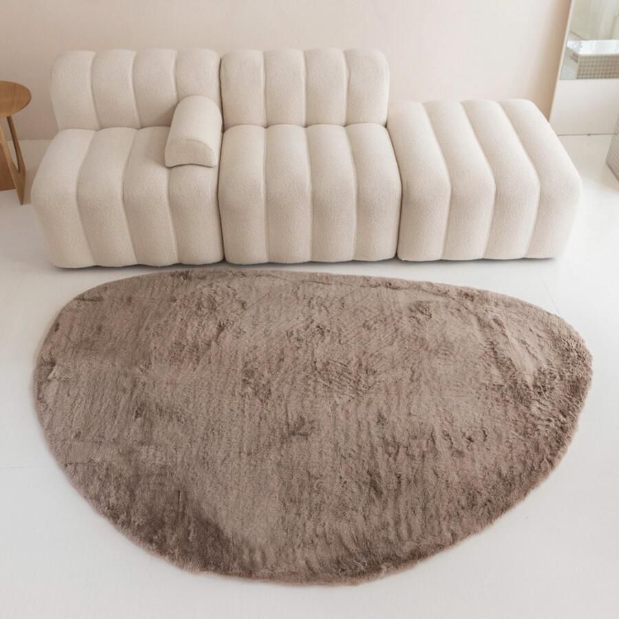 Carpet Studio Comfy Tapijt Steenvorm Roestbruin Tapijt Woonkamer 110x160 cm Hoogpolig Tapijt Woonkamer Tapijt Shaggy Tapijt Fluffy Slaapkamer - Foto 2