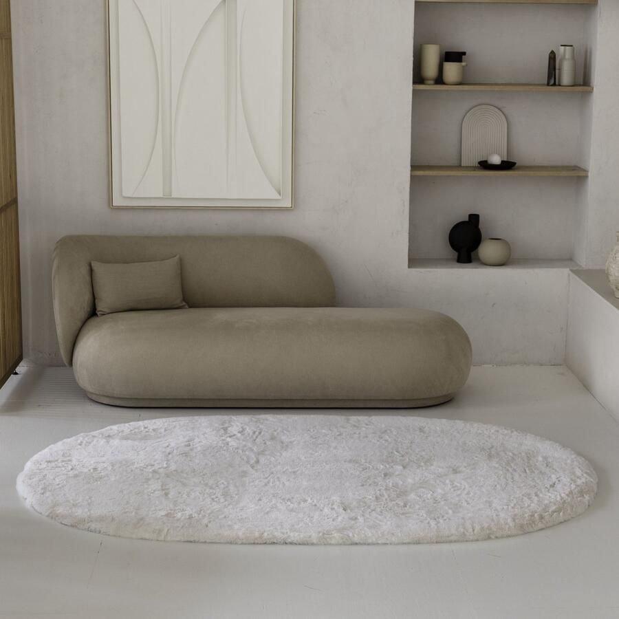 Grandstone Rabbit Fur Vloerkleed Ovaal Tapijt 150 x 230 cm Creme