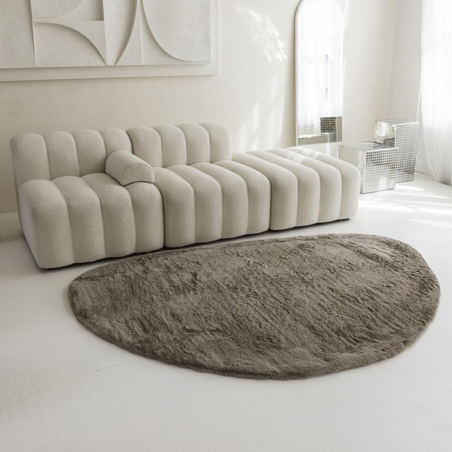 Grandstone Rabbit Fur Vloerkleed Stone Tapijt 160 x 230 cm Taupe