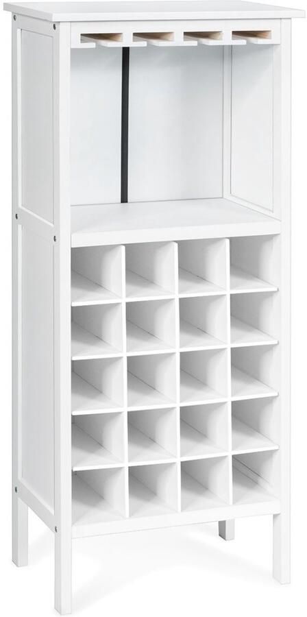 GranMaison Barkast Wijnrek Keukentrolley Wijnkast Drankkast 42 x 24 5 x 96cm Wijnfleshouder Wijnglazenhouder Wit