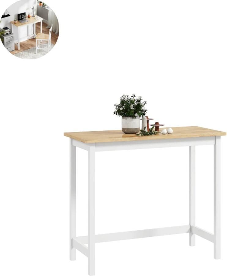 GranMaison Bartafel keuken Bartafel Set Barkruk Barstoel Keukenstoel Voetsteun Wit