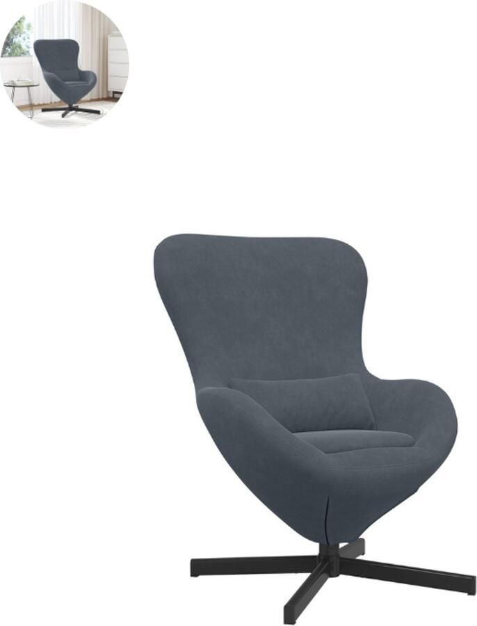 GranMaison Draaifauteuil Relaxzetel Relaxstoel Relaxfauteuil Stoel Met armleuning Voor één Persoon Fluweel Donkergrijs