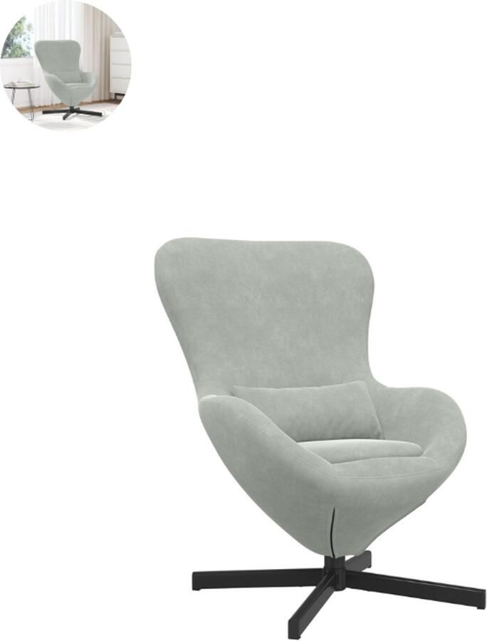 GranMaison Draaifauteuil Relaxzetel Relaxstoel Relaxfauteuil Stoel Met armleuning Voor één Persoon Fluweel Lichtgrijs