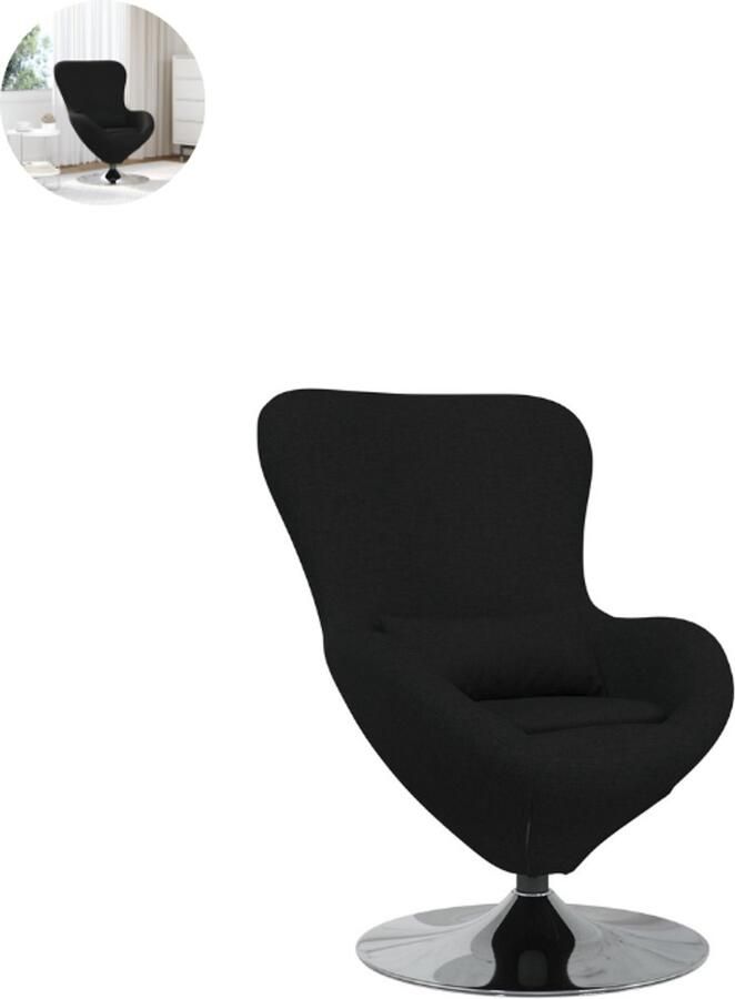 GranMaison Draaifauteuil Relaxzetel Relaxstoel Relaxfauteuil Stoel Met armleuning Voor één Persoon Fluweel Zwart