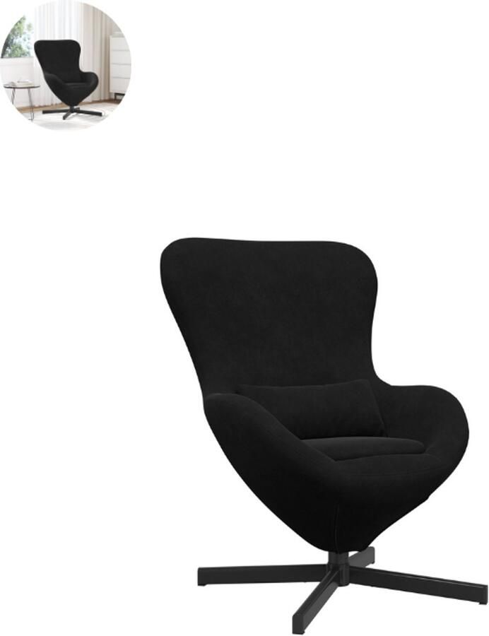 GranMaison Draaifauteuil Relaxzetel Relaxstoel Relaxfauteuil Stoel Met armleuning Voor één Persoon Fluweel Zwart