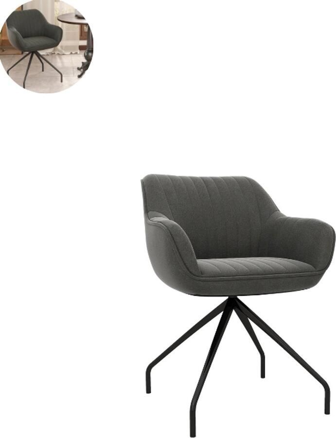 GranMaison Draaifauteuil Relaxzetel Relaxstoel Relaxfauteuil Stoel Met armleuning Voor één Persoon Fluweel Donkergrijs