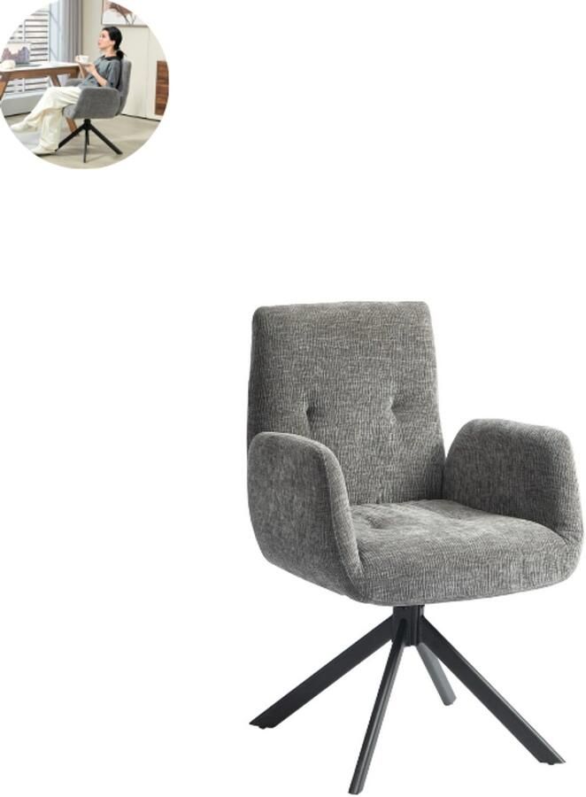 GranMaison Draaifauteuil Relaxzetel Relaxstoel Relaxfauteuil Stoel Met armleuning Voor één Persoon Fluweel Donkergrijs