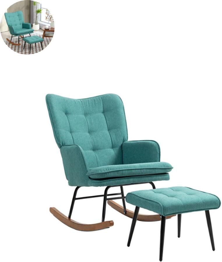 GranMaison Fauteuil Relaxfauteuil Relaxzetel Relaxstoel Stoel Met armleuning Voor één Persoon Fluweel Donkergroen