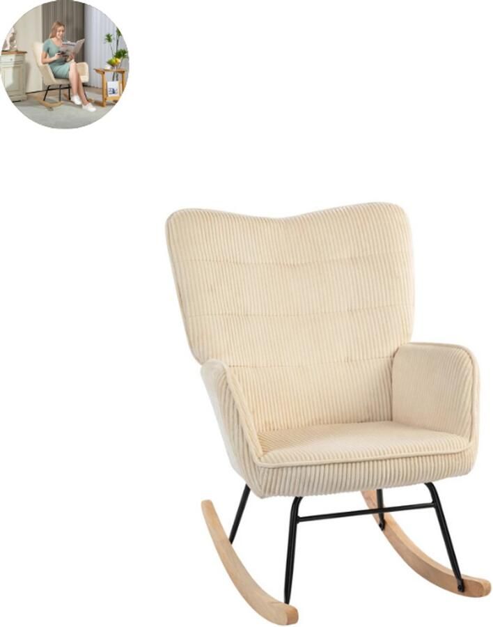 GranMaison Fauteuil Relaxstoel Relaxfauteuil Stoel Met armleuning Voor één Persoon Beige