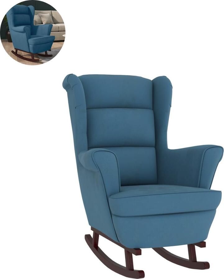 GranMaison Fauteuil Relaxstoel Relaxfauteuil Stoel Met armleuning Voor één Persoon Blauw