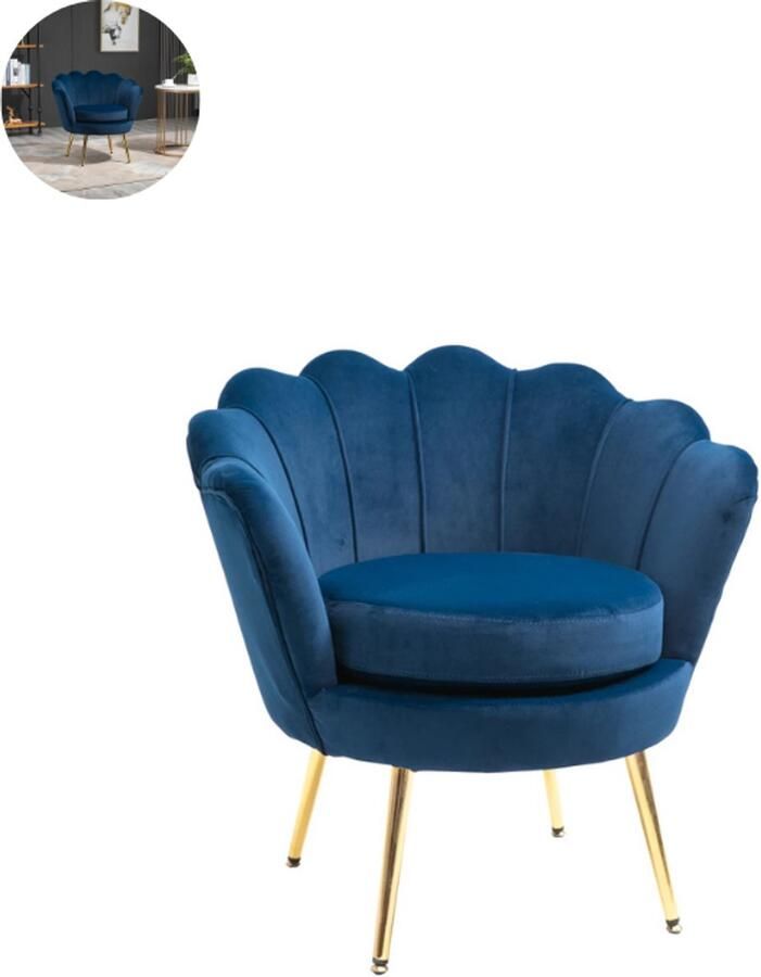 GranMaison Fauteuil Relaxstoel Relaxfauteuil Stoel Met armleuning Voor één Persoon Blauw
