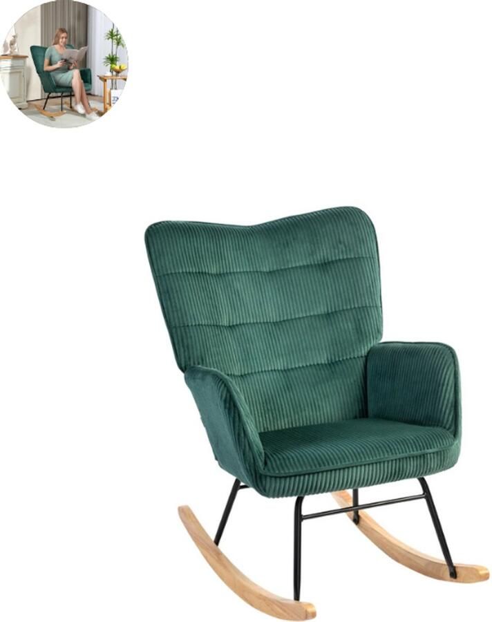 GranMaison Fauteuil Relaxstoel Relaxfauteuil Stoel Met armleuning Voor één Persoon Donkergroen