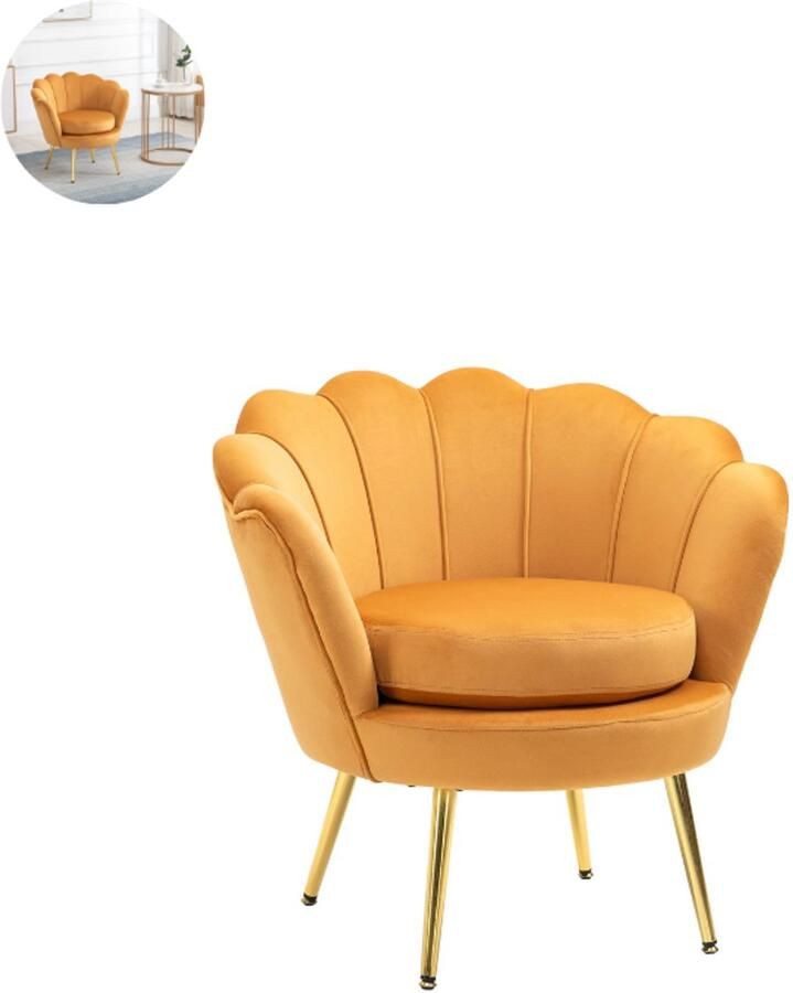 GranMaison Fauteuil Relaxstoel Relaxfauteuil Stoel Met armleuning Voor één Persoon Geel