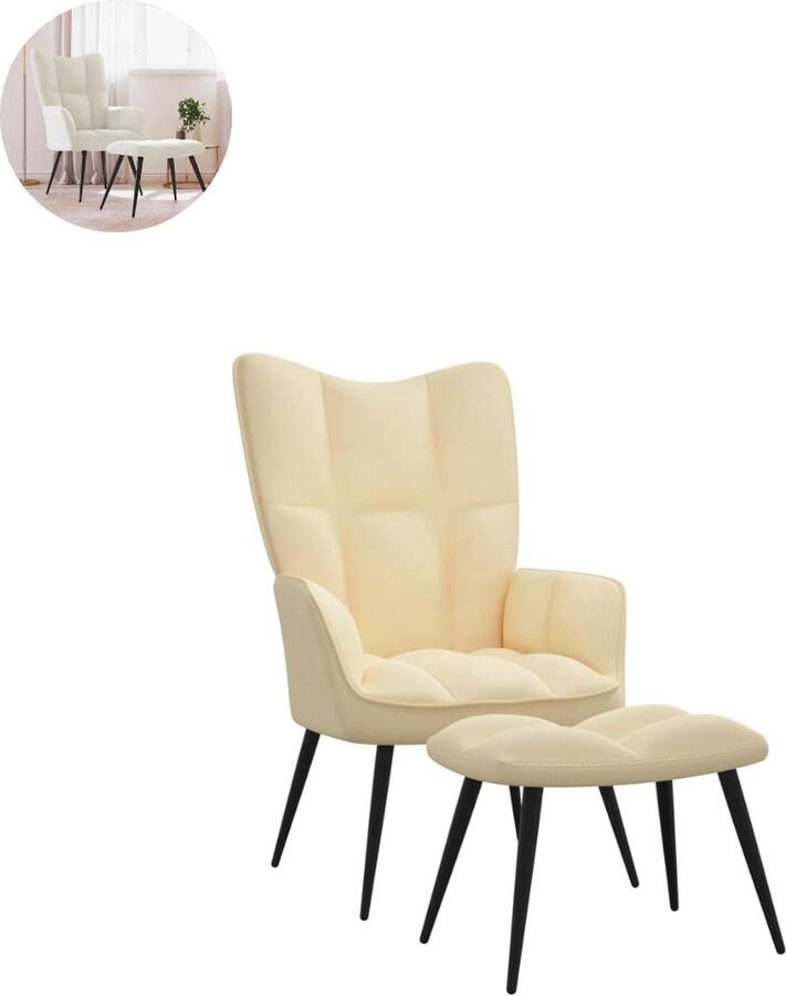 GranMaison Fauteuil Relaxzetel Relaxstoel Relaxfauteuil Stoel Met armleuning Met voetenbank Voor één Persoon Beige - Foto 2