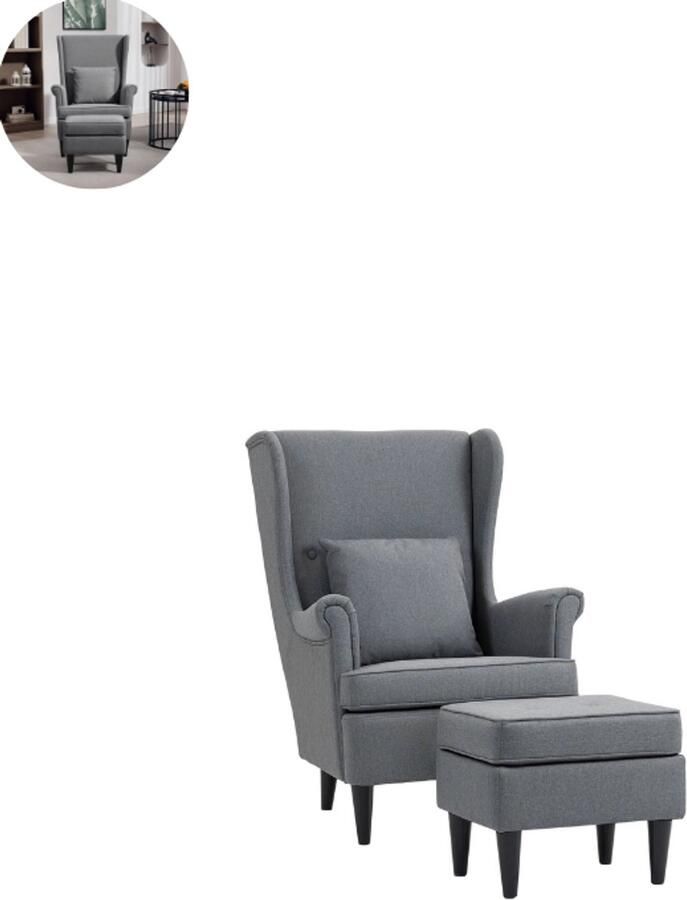 GranMaison Fauteuil Relaxzetel Relaxstoel Relaxfauteuil Stoel Met armleuning Met voetenbank Voor één Persoon Grijs