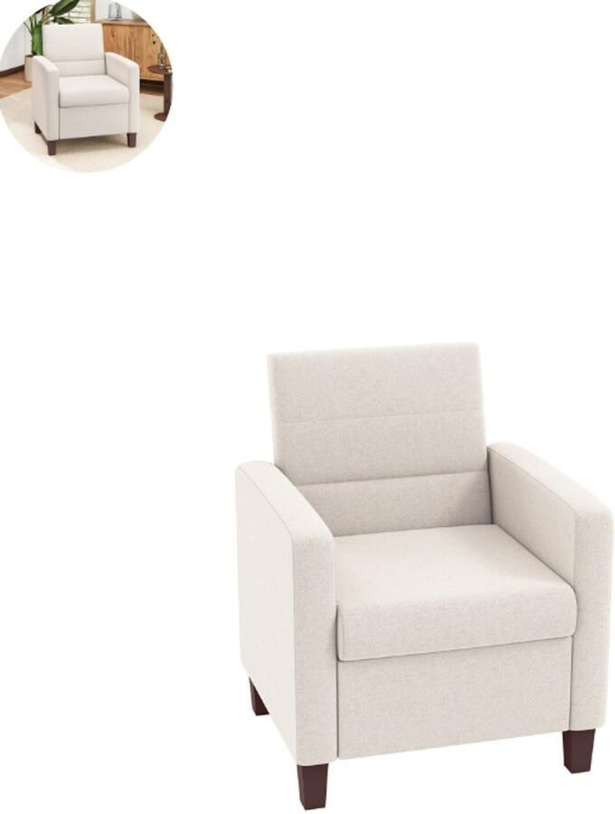 GranMaison Fauteuil Relaxzetel Relaxstoel Relaxfauteuil Stoel Met armleuning Voor één Persoon Crèmewit