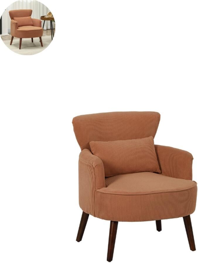 GranMaison Fauteuil Relaxzetel Relaxstoel Relaxfauteuil Stoel Voor één Persoon Oranje